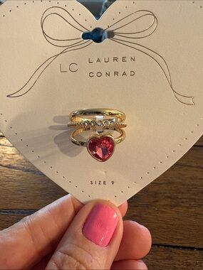 FREE in bundle NWT LC Lauren Conrad Gold-Tone Ring Set with Heart Center